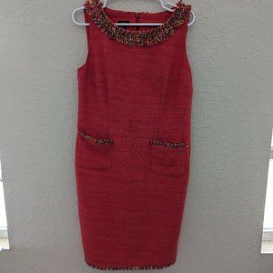 Talbots Tweed Fringe Old Money Dress with Pockets Size 8